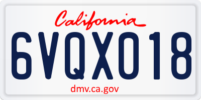 CA license plate 6VQX018