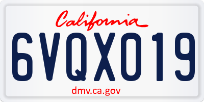CA license plate 6VQX019