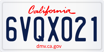 CA license plate 6VQX021