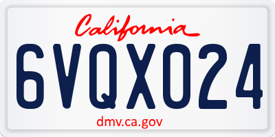 CA license plate 6VQX024