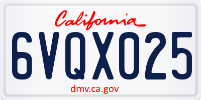 CA license plate 6VQX025