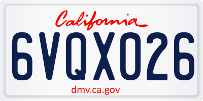 CA license plate 6VQX026