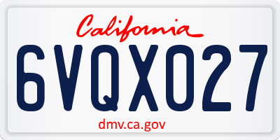 CA license plate 6VQX027