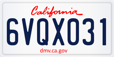 CA license plate 6VQX031