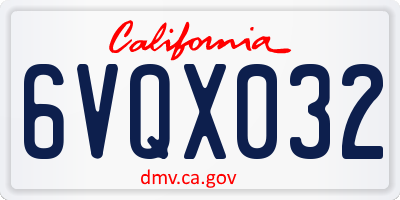 CA license plate 6VQX032