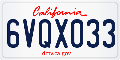 CA license plate 6VQX033