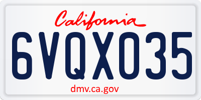 CA license plate 6VQX035
