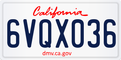 CA license plate 6VQX036