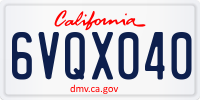 CA license plate 6VQX040