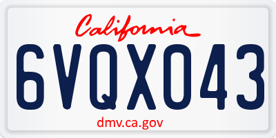 CA license plate 6VQX043