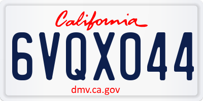 CA license plate 6VQX044