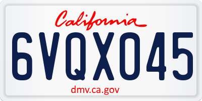 CA license plate 6VQX045