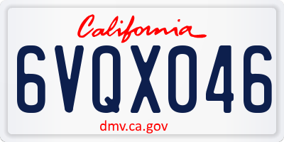 CA license plate 6VQX046