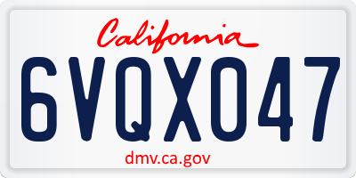 CA license plate 6VQX047