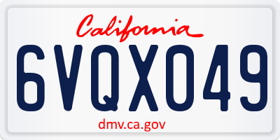CA license plate 6VQX049