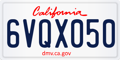 CA license plate 6VQX050