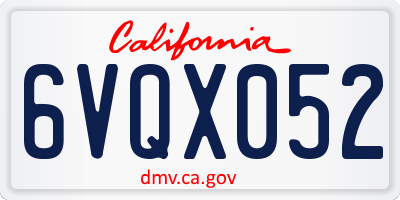 CA license plate 6VQX052