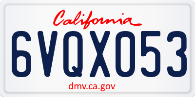 CA license plate 6VQX053