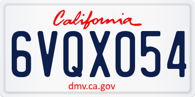 CA license plate 6VQX054