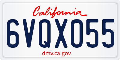 CA license plate 6VQX055