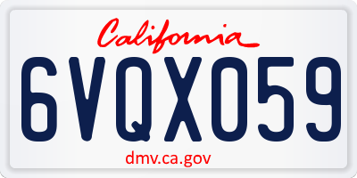 CA license plate 6VQX059
