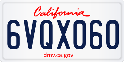 CA license plate 6VQX060