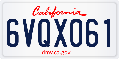 CA license plate 6VQX061