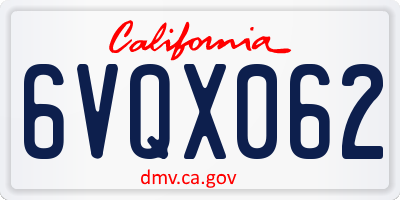 CA license plate 6VQX062