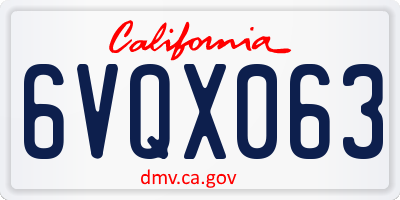 CA license plate 6VQX063