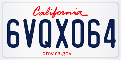 CA license plate 6VQX064