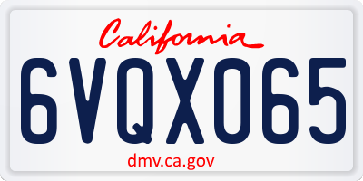 CA license plate 6VQX065