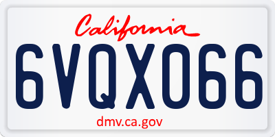 CA license plate 6VQX066
