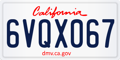 CA license plate 6VQX067