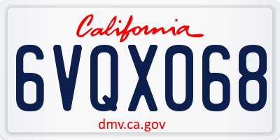 CA license plate 6VQX068