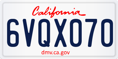 CA license plate 6VQX070