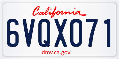 CA license plate 6VQX071