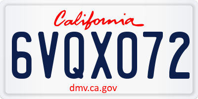 CA license plate 6VQX072