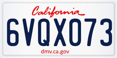 CA license plate 6VQX073