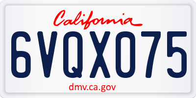 CA license plate 6VQX075
