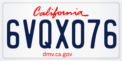 CA license plate 6VQX076