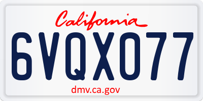 CA license plate 6VQX077