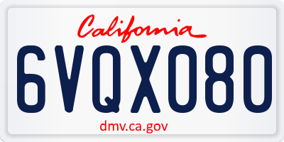 CA license plate 6VQX080