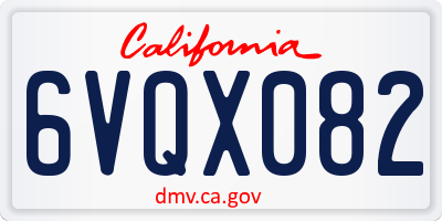CA license plate 6VQX082
