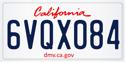 CA license plate 6VQX084