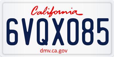CA license plate 6VQX085