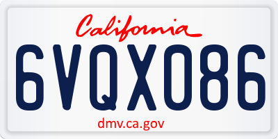 CA license plate 6VQX086