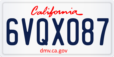 CA license plate 6VQX087