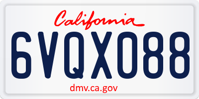 CA license plate 6VQX088