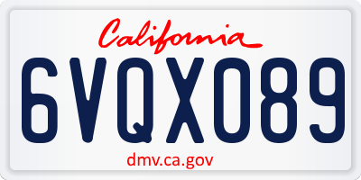 CA license plate 6VQX089