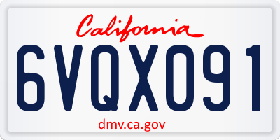 CA license plate 6VQX091